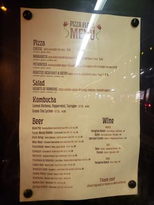 Staple menu, they generally have a couple more items they rotate in at Pizza Flora in San Jose