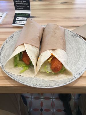 Mini buff chix wraps at Veggie Grill by Next Level in Cambridge