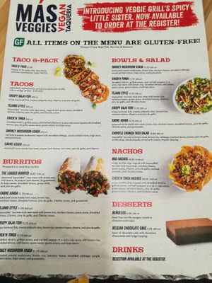 Menu at Veggie Grill by Next Level in Cambridge