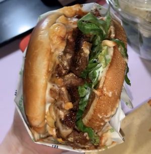 BBQ mac n cheese burger  at Veggie Grill by Next Level in Cambridge