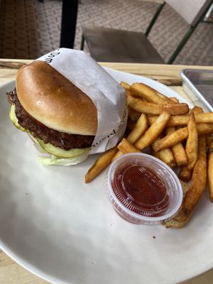 Kids burger  at Veggie Grill by Next Level in Cambridge