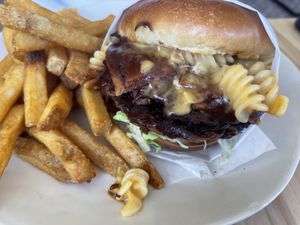 Double beyond burger w added “bacon"  at Veggie Grill by Next Level in Cambridge