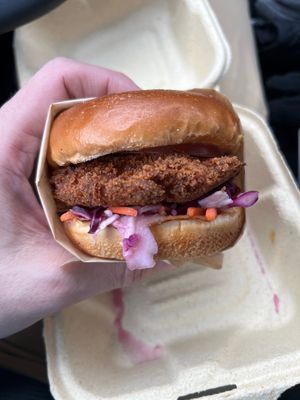 Spicy crab cake sando  at Veggie Grill by Next Level in Cambridge