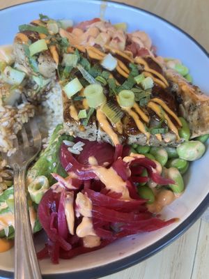 Teriyaki protein bowl, ordered as is  at Next Level Veggie Grill in Cambridge