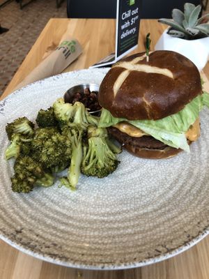 Super Rica Burger at Veggie Grill by Next Level in Cambridge