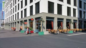 Exterior and outdoor seating at Nooch in Kriens