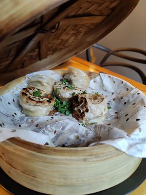 Vegan dumplings (only 5 of 8 left) at Casa Dumplings in Valparaiso
