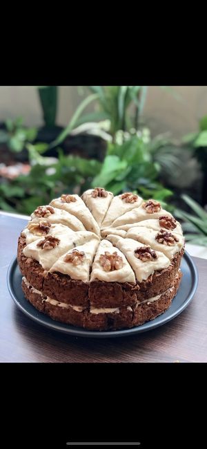 Carrot cake with cashew cream icing at Zen Den in Mooloolaba