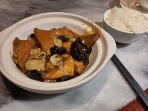 Mushroom and bean curd casserole at GōngDé Lín - Godly - Huanghe Rd in Shanghai