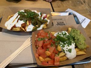 Chili cheese (top) & Tijuana street (bottom)  at Frittenwerk - Bilk in Dusseldorf