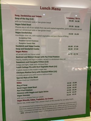 Lunch menu at Simple Goodness in Penrith