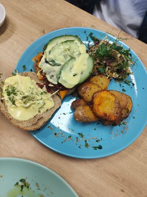 Beetroot and walnut burger 🍔 at Simple Goodness in Penrith