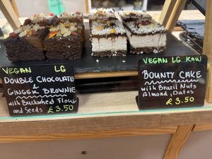 Two of a selection of vegan cakes, and othe sweet treats    at Simple Goodness in Penrith