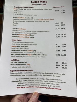The all vegan menu    at Simple Goodness in Penrith