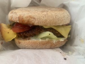 Takeaway BBQ beetroot and walnut burger  at Simple Goodness in Penrith