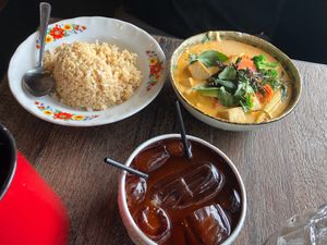 Gang Dang - red curry and Thai iced tea at Jing Jing in Dandenong