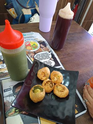 Panipoori with the spicy and sweet sauces at JH Lovely Sweets in Johor Bahru