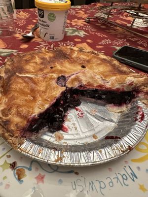 Inside of blueberry pie   at Torte Jeff Pie Co in Port Jefferson