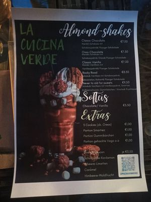 Dessert Karte at La Cucina Verde in Friedrichsthal