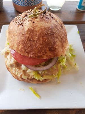 Lemon chick pea tuna sandwich at The Baklava Lady in English Town