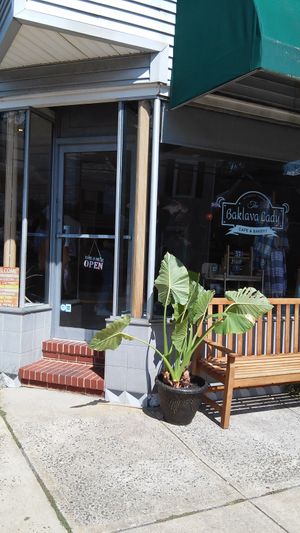 It is a nice corner restaurant in a small town main street setting. at The Baklava Lady in English Town