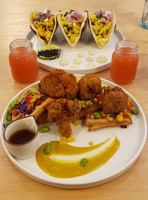 Weekend special and cauli with waffles. at Down 2 Earth in Langley