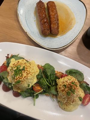 Benny and side of sausage Aug 2024  at Down 2 Earth in Langley