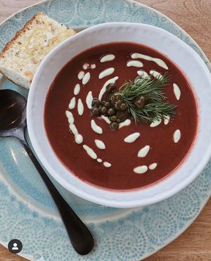 Feature soup. Beet Borscht! at Down 2 Earth in Langley