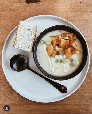 Potato and Leek feature soup   at Down 2 Earth in Langley