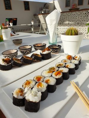 Vegan sushi at Aicha Kitchen in Marrakech