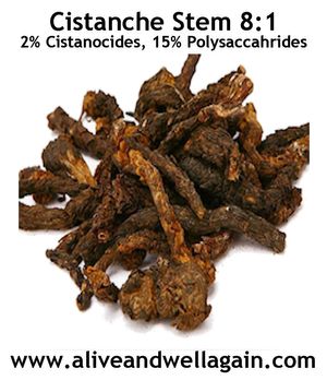 8:1, 2% cistanocides, 15% polysaccharides, tonify kidney yang, jing (essence) and blood, kidney yang deficiency, moisten the large intestine and facilitate the passage of stool... at Alive & Well in Fort Mccoy