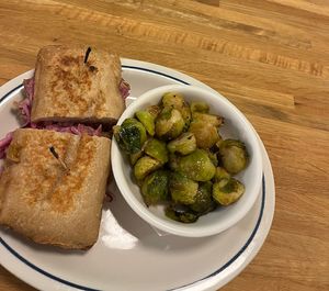jack fruit po boy and brussel sprouts   at Welcome Diner in Phoenix