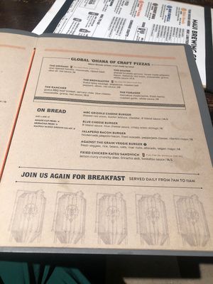 Menu, page 2 at Maui Brewing Co in Honolulu