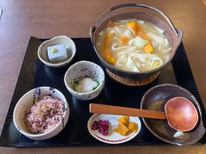 The pumpkin hoto set.  at Momijitei-Hoto in Fujikawaguchiko