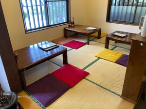 Traditional seating area.  at Momijitei-Hoto in Fujikawaguchiko