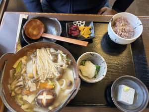 Mushroom hoto set  at Momijitei-Hoto in Fujikawaguchiko