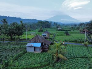 If you are lucky the mount agung will show up at Tirta Unda in Sidemen