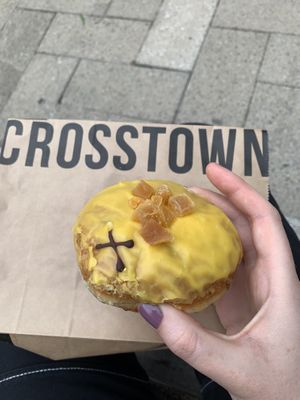 Mango and vanilla custard   at Crosstown Doughnuts - Canary Wharf in East London