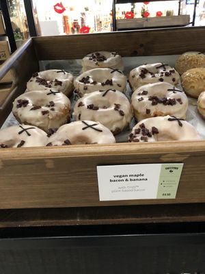 Vegan maple bacon & banana  at Crosstown Doughnuts - Canary Wharf in East London