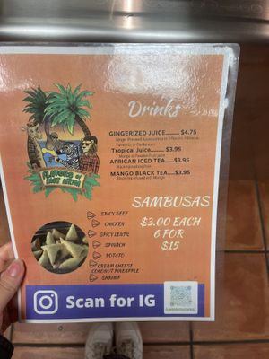menu   at Flavors of East Africa Express in San Diego