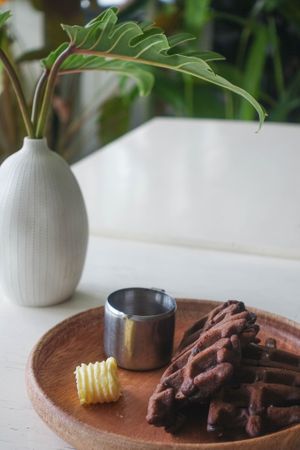 Dark Chocolate Waffle with honey and butter at Greedy Beast in Chiang Mai