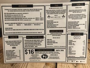 Menu at Saigon Street Eats in Fitzroy