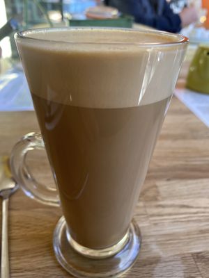 Soya latte   at Barkers Cafe Bar in Helmsley