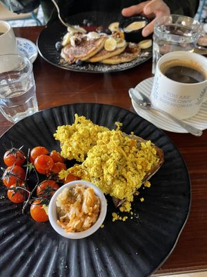 Tofu scramble on sourdough   at Greens & Co in Galway