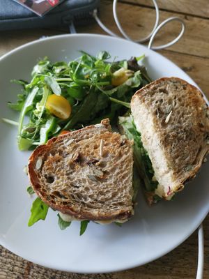 Today's sandwich with mozzarella and pesto at Greens & Co in Galway