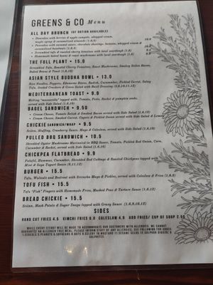 Menu May 2023 at Greens & Co in Galway