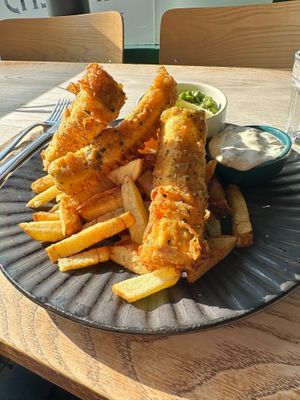 tofish & chips at Greens & Co in Galway