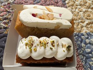 Orange loaf and a carrot cake at Greens & Co in Galway