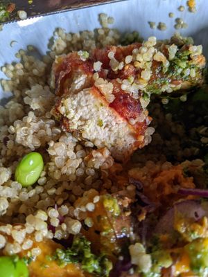 Close up of crispy tofu at Greens & Co in Galway