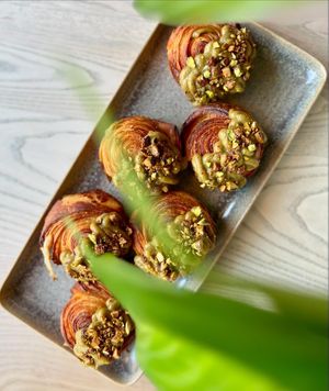 Pistachio pastry vegan  at Greens & Co in Galway